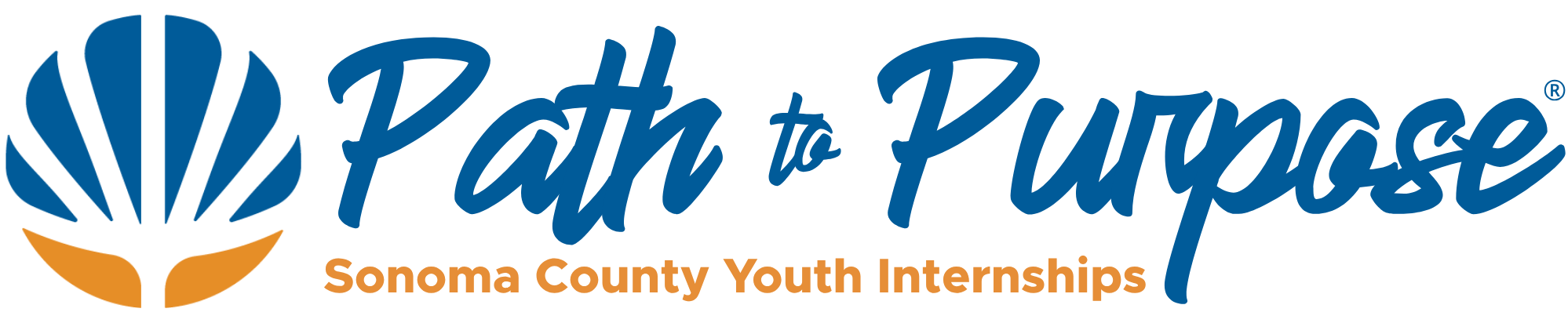 Logo for Path to Purpose, Sonoma County Youth Internships with a stylized hot air balloon in blue and orange.