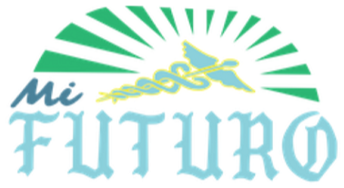 A stylized logo with green sunburst rays, a yellow unicorn, and the words "Mi FUTURO" in blue, with "Mi" in cursive and "FUTURO" in uppercase.