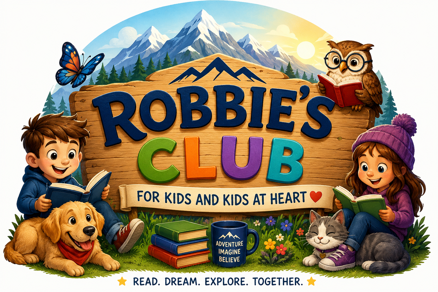 Robbie's Club for Kids and Kids at Heart featuring stories, games, reading, learning, and fun family adventures. 