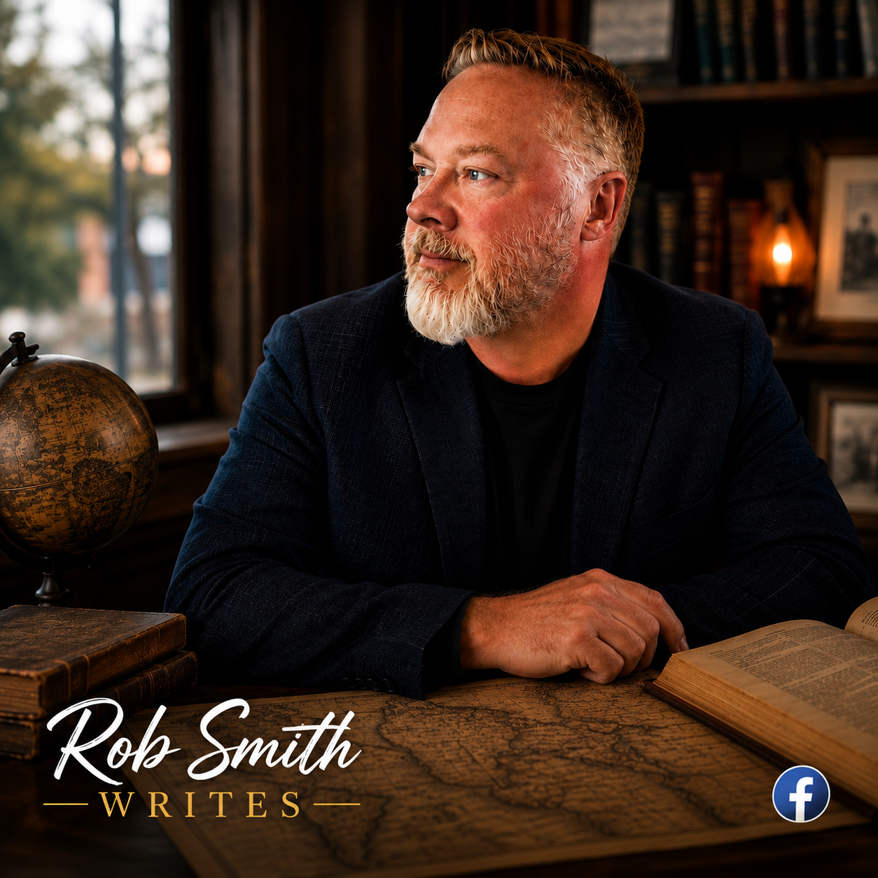 Official Rob Smith Writes Facebook graphic linking to books, music, local history, photography, and creative updates.