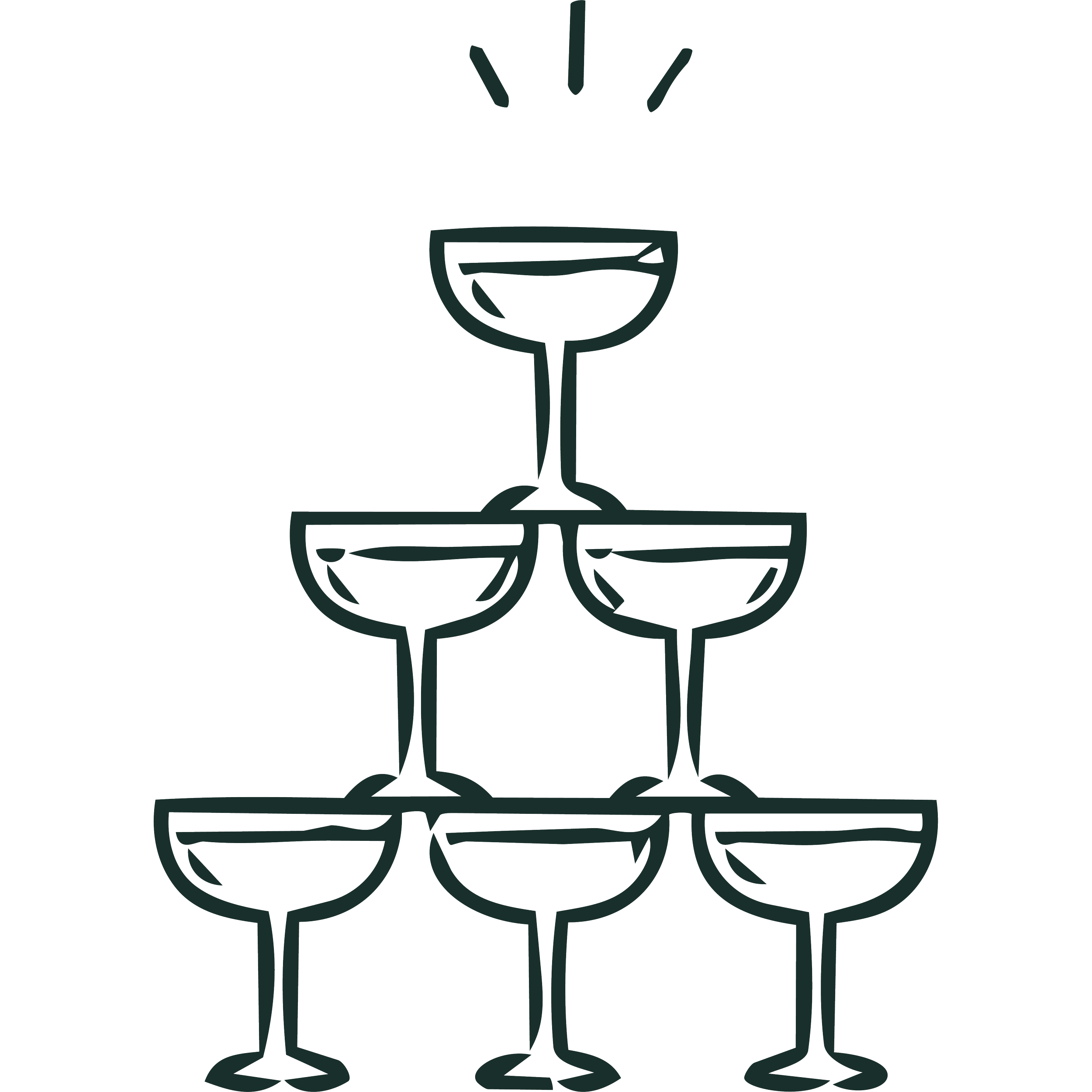 The Bradshaw brand graphic of a champagne tower in dark green.