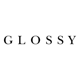 The word 'GLOSSY' written in black capital letters on a white background.