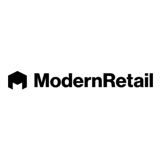 ModernRetail logo with an abstract black icon and the words 'ModernRetail' in bold black letters.