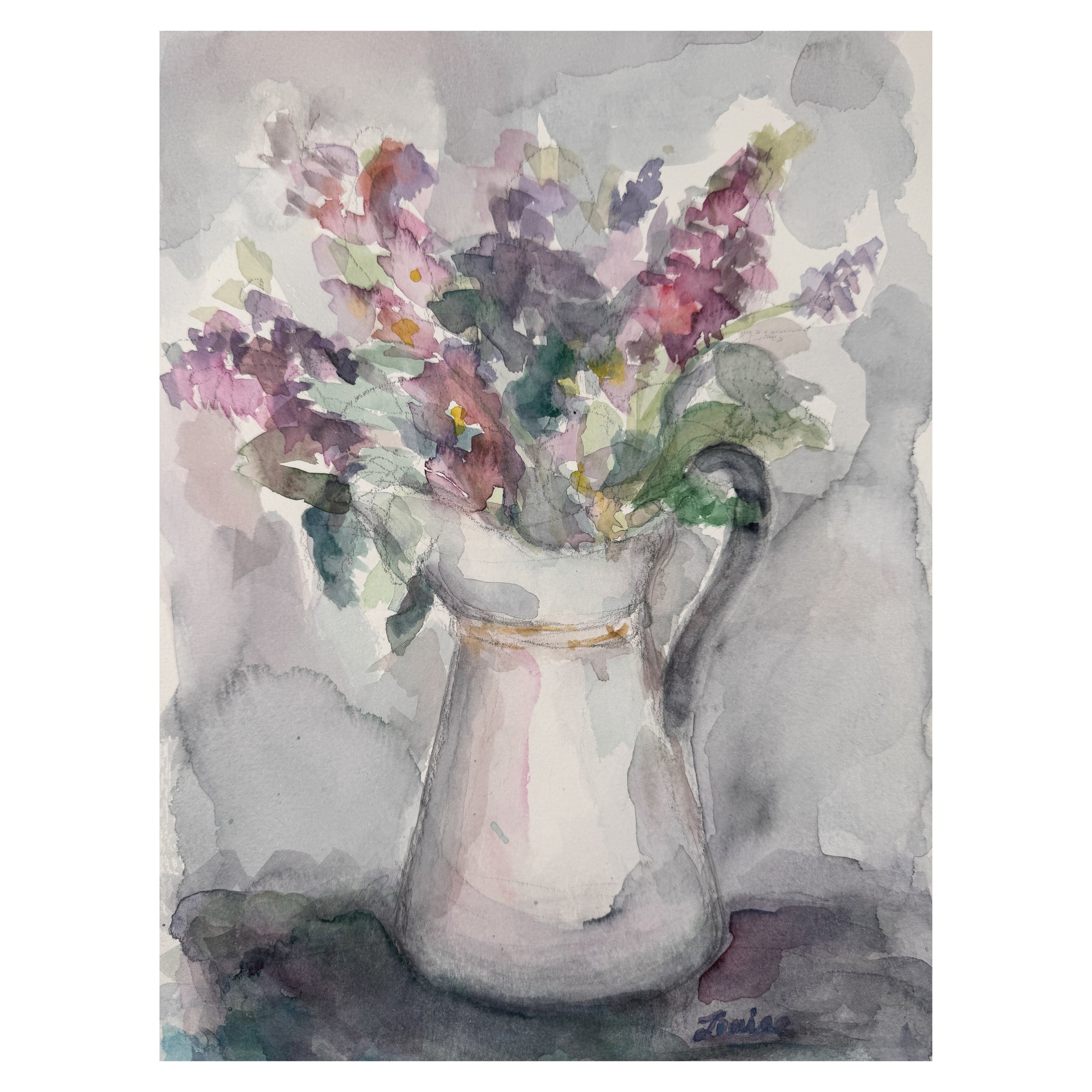 Lilacs in a White Pitcher