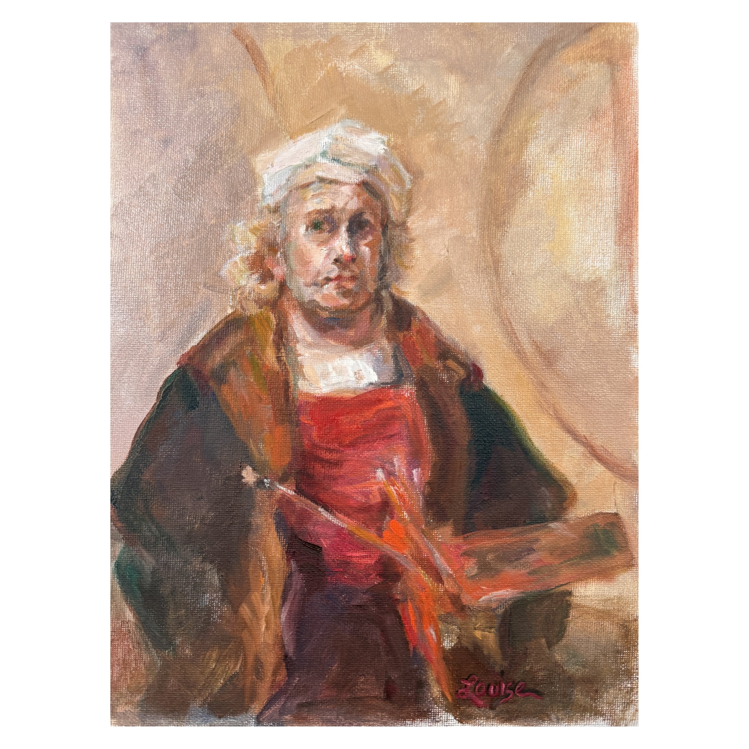 Self-Portrait with Two Circles (After Rembrandt)