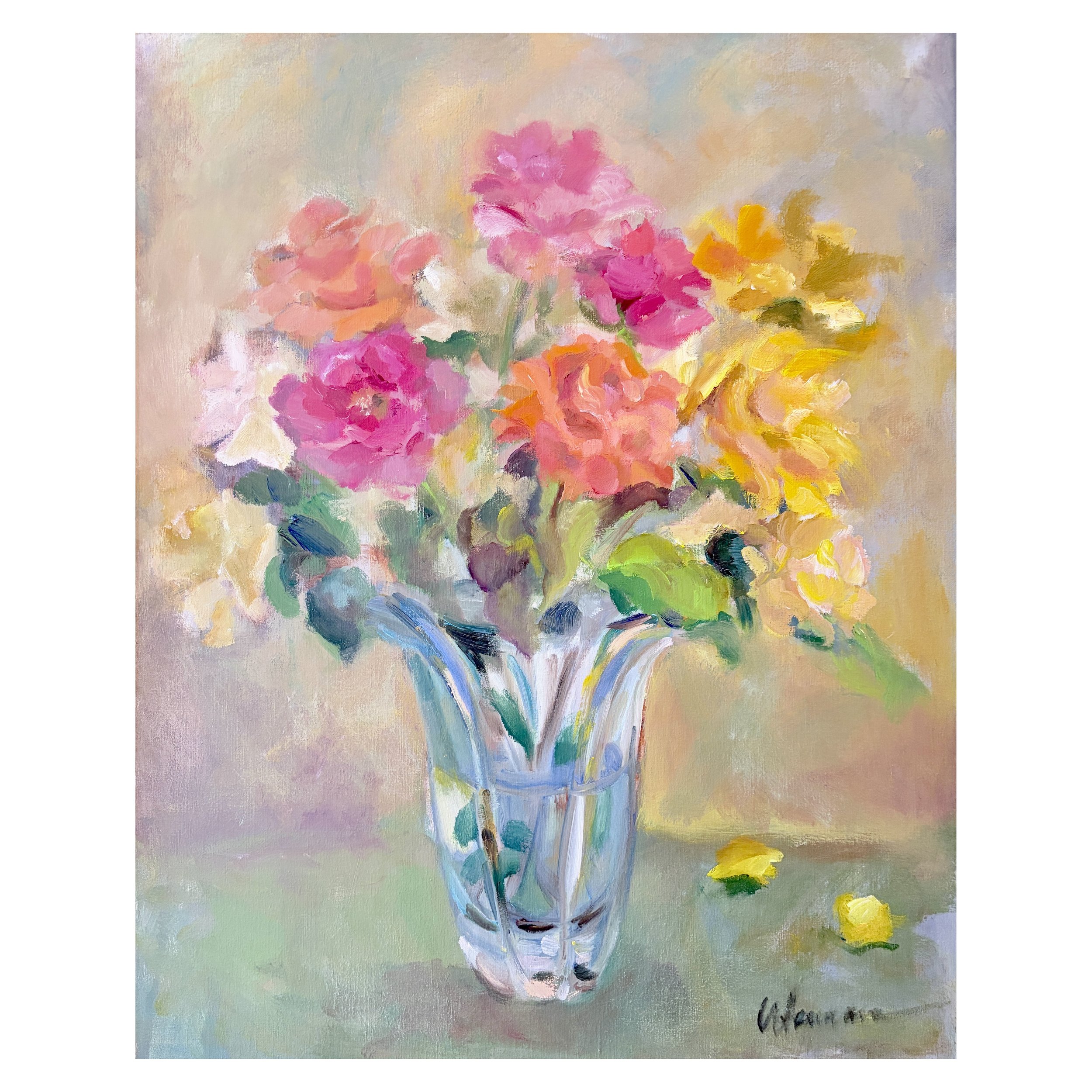The Confetti Roses in Aqua Glass