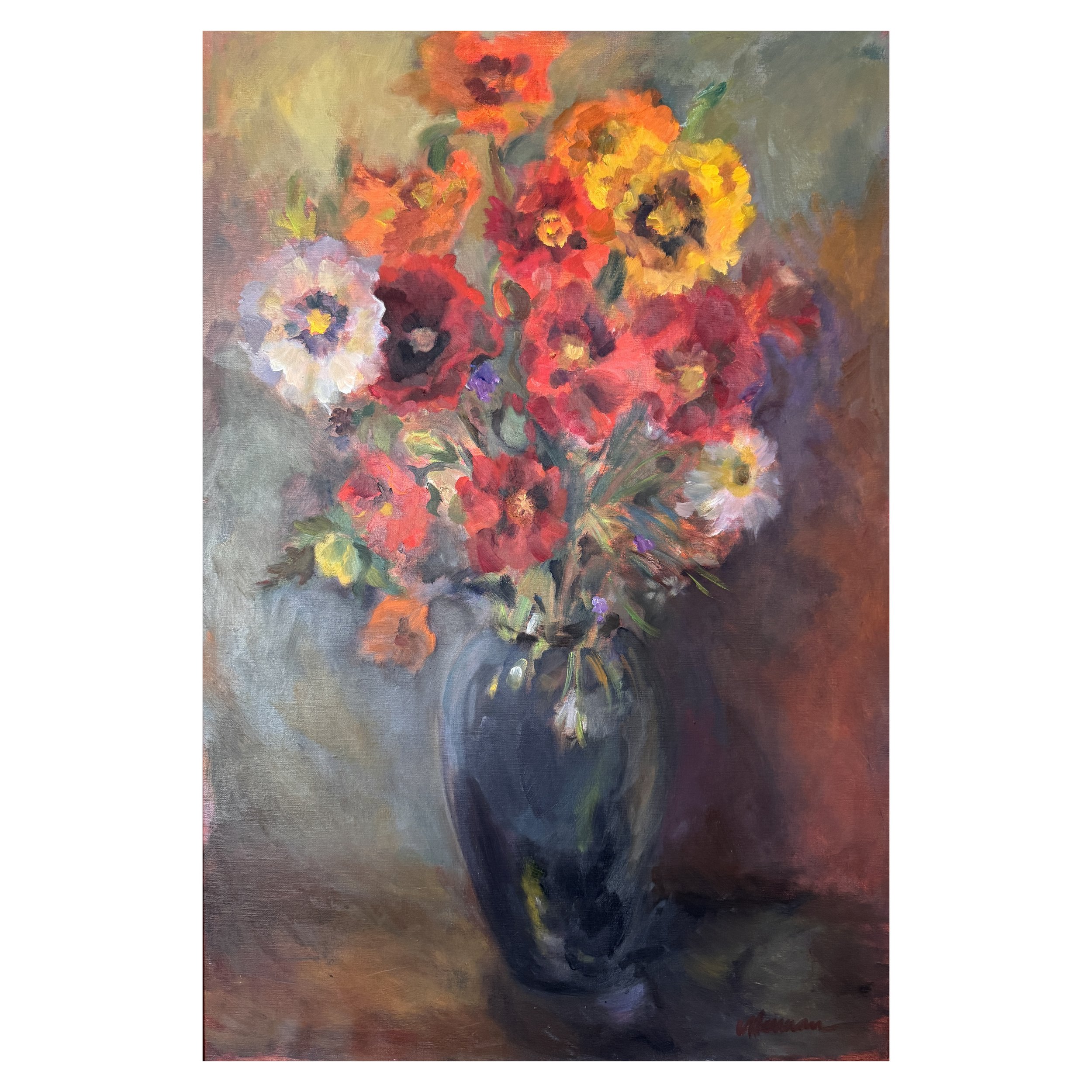 Black Vase with Bouquet