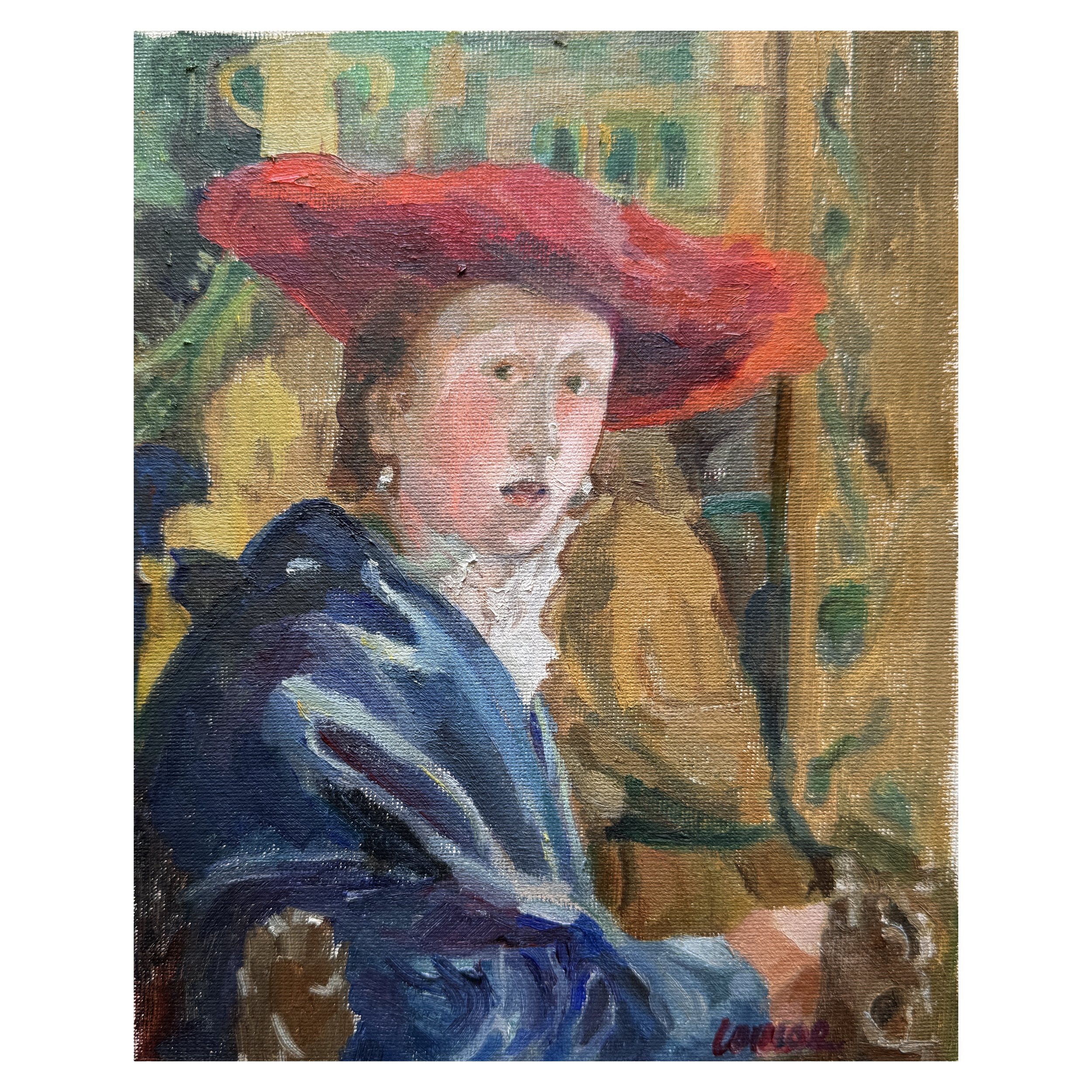 Girl with the Red Hat (After Johannes Vermeer)