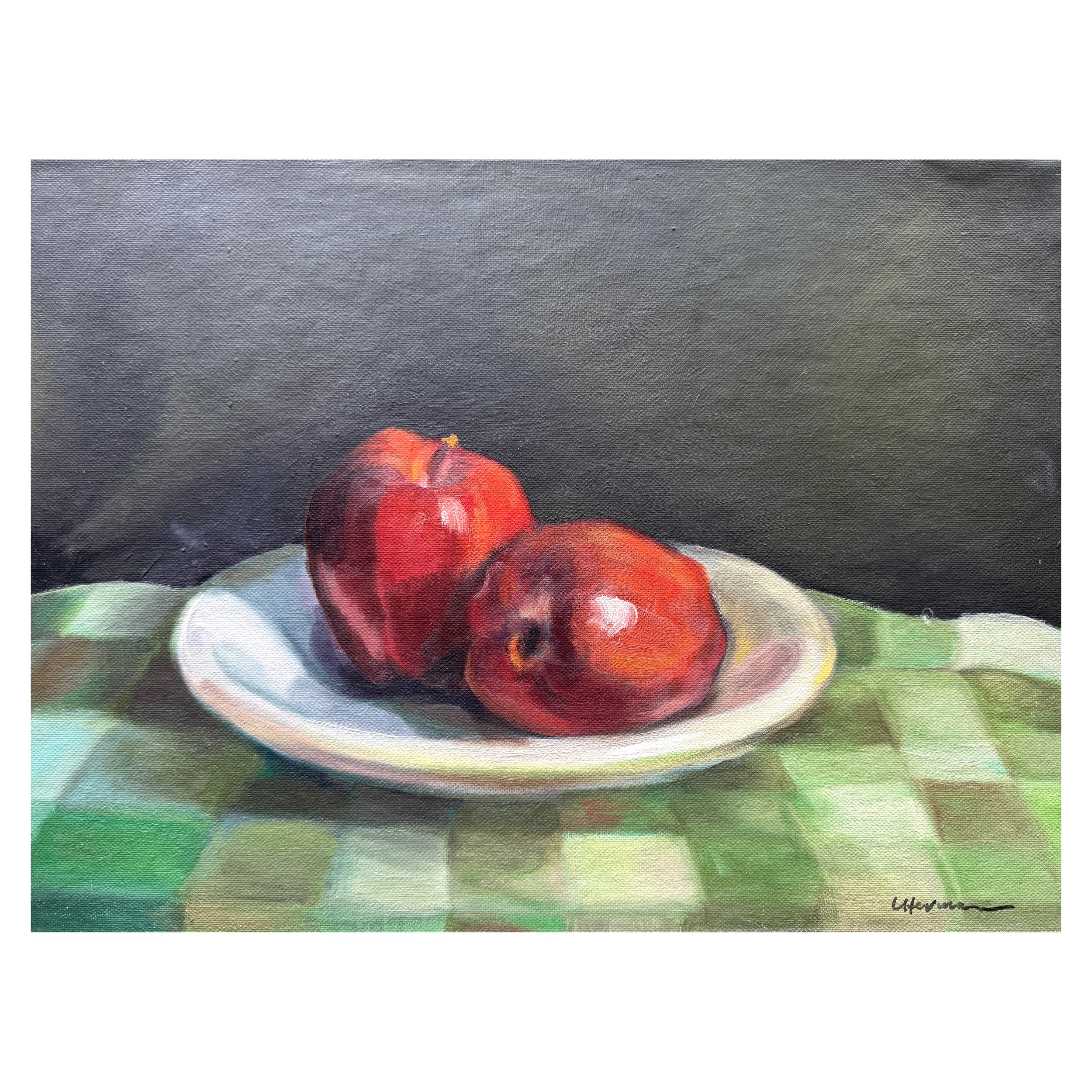 Apples on Green Plaid