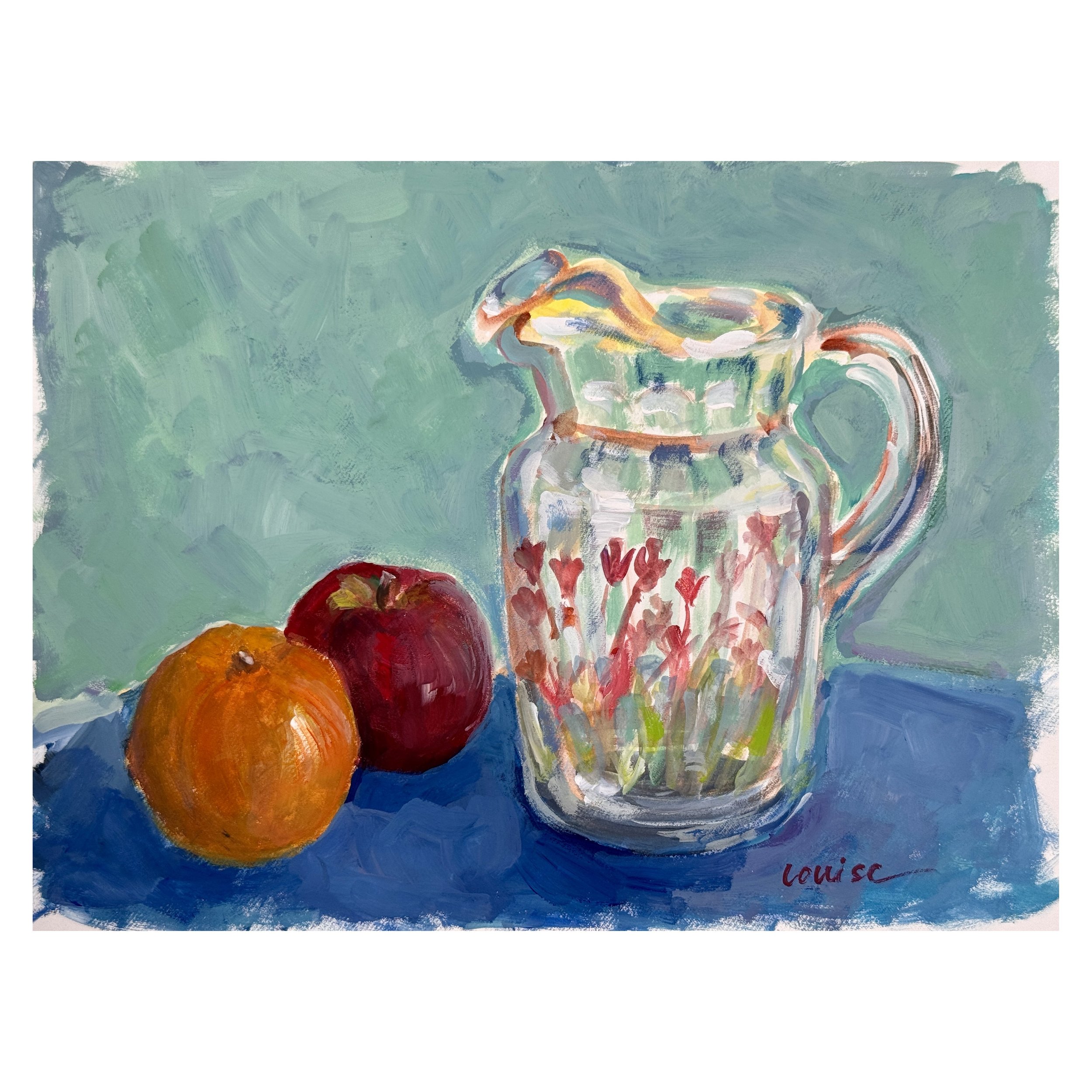 Pitcher with Apple and Orange