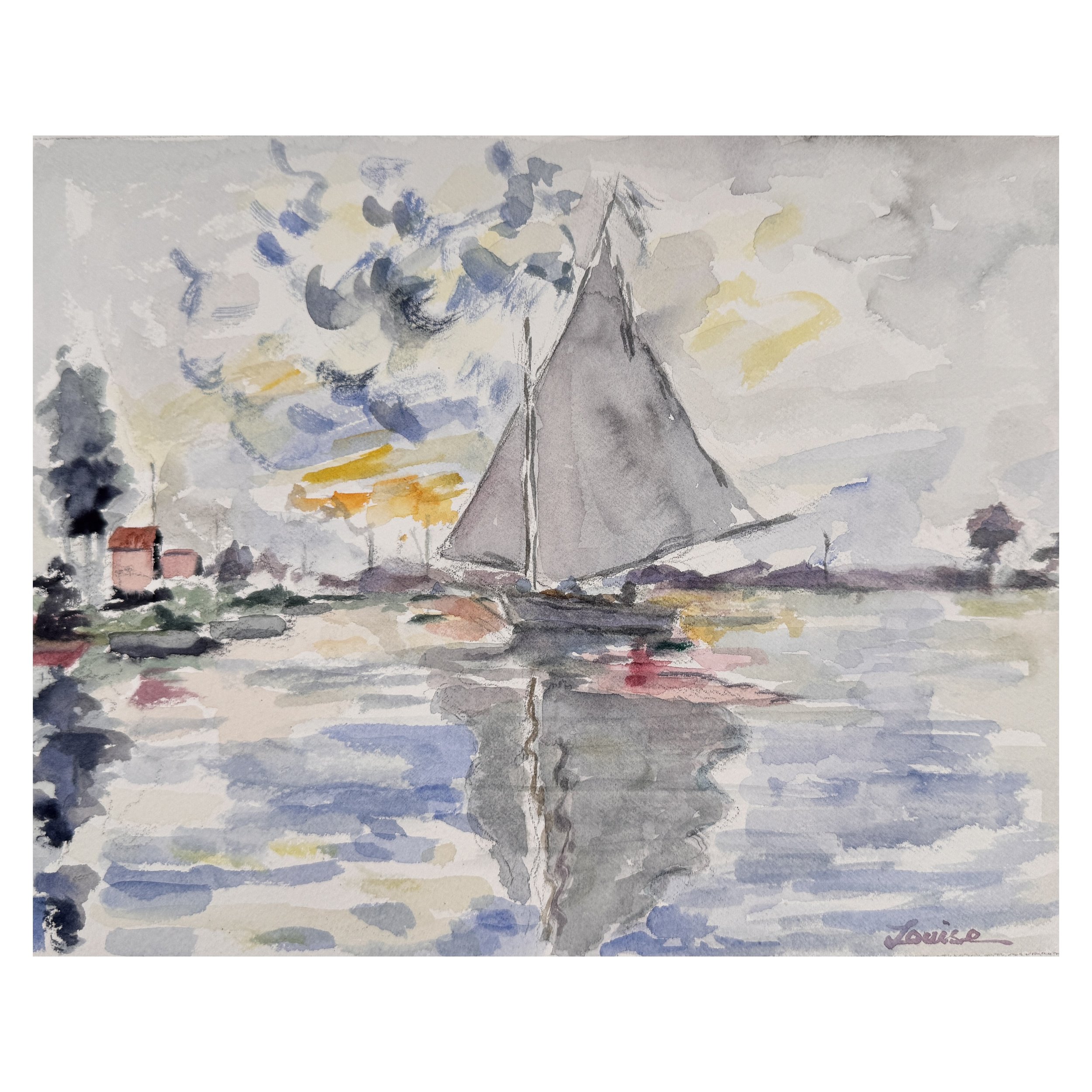 Sailboat at Le Petit Gennevilliers (After Claude Monet)