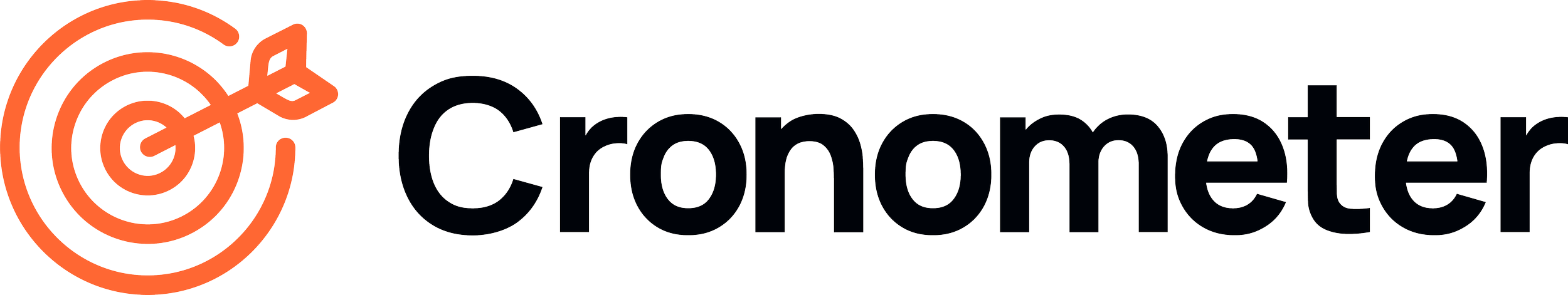 The logo of Cronometer, featuring an orange target with an arrow hitting the center and the company name in black text.