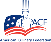 Logo of the American Culinary Federation featuring a chef's hat, stars, and the text 'ACES' and 'American Culinary Federation'.