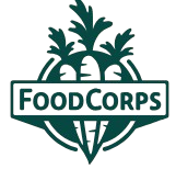 FoodCorps logo with stylized vegetables and the text 'FoodCorps'.
