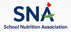 School Nutrition Association logo with blue text and colorful design elements