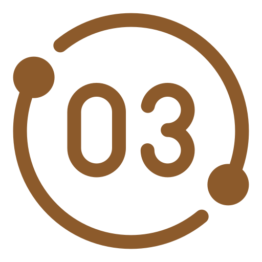 A circular icon with the number '03' inside, surrounded by a partial circle with two dots connecting to it.