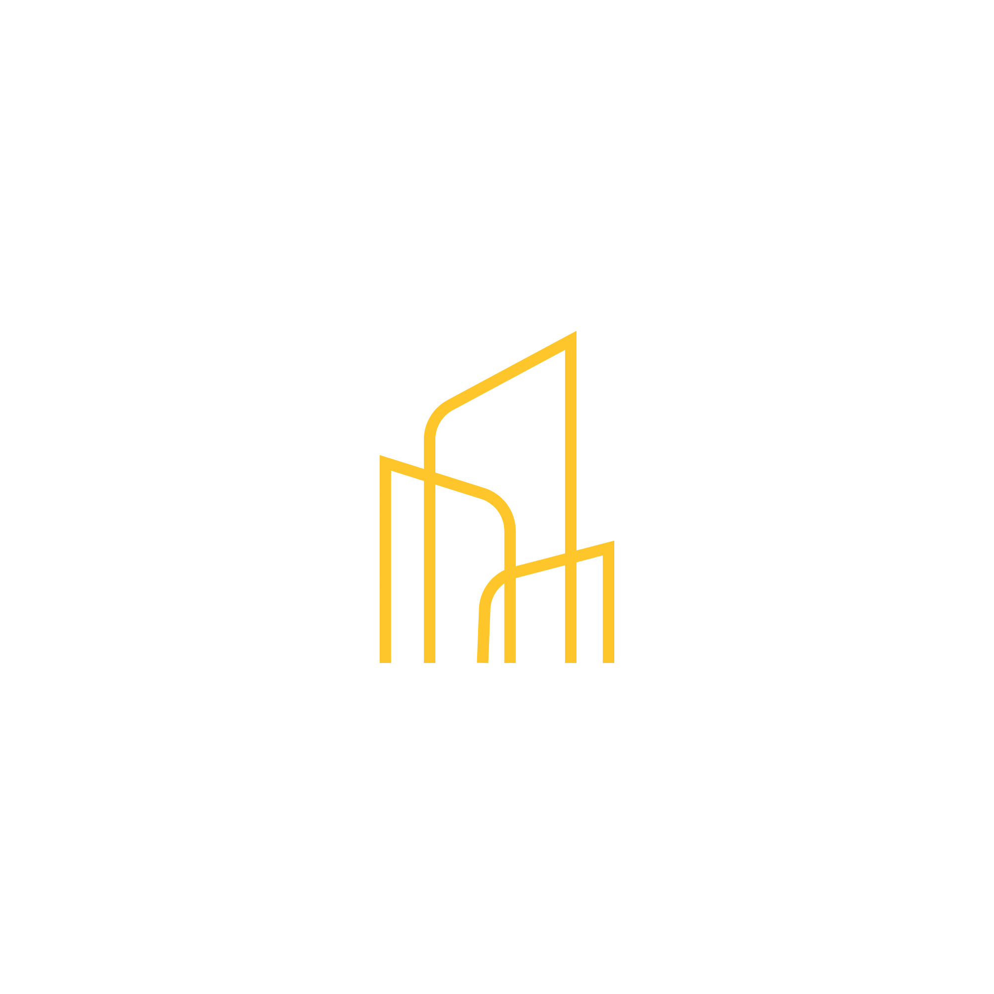 Line drawing of a shopping cart in yellow outline.