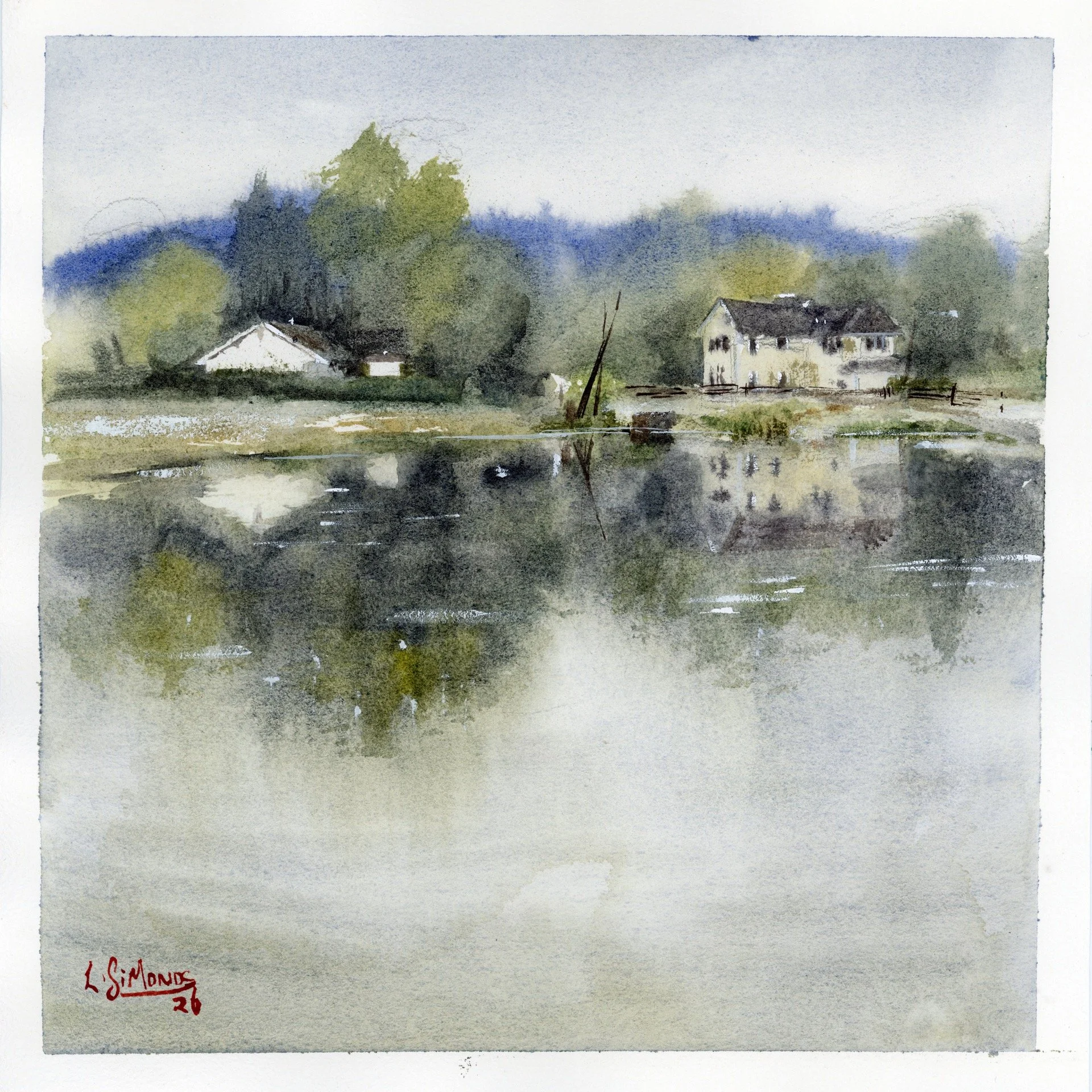 Foxs Pond, Rockaway NJ, Plein Air (11x11)