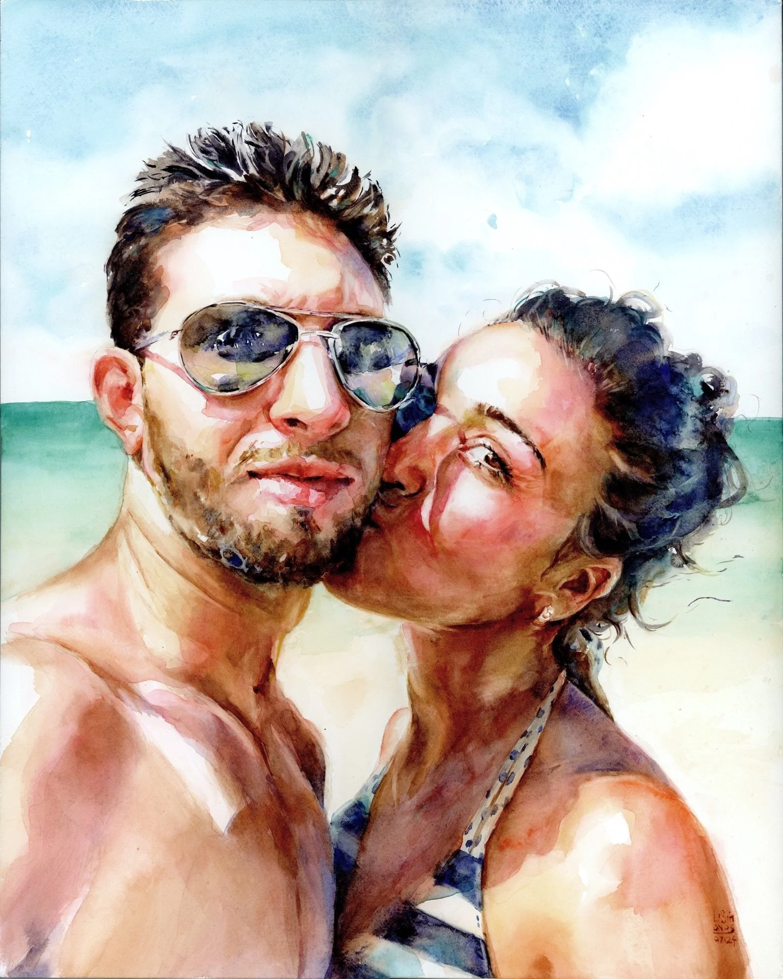A throwback to a 2024 commission, celebrating Thomas and Danielle - after all their years of marriage and the family they have raised, I hope it was a delight for them to look back on this honeymoon moment, to remember and celebrate all they have bui