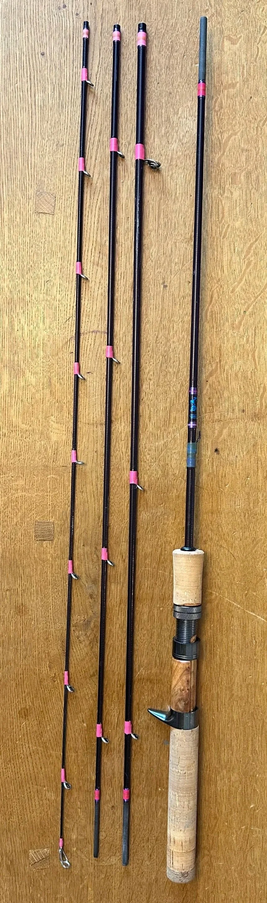 9 foot 4wt 4 piece rod with a synthetic cork casting grip for bait finesse system