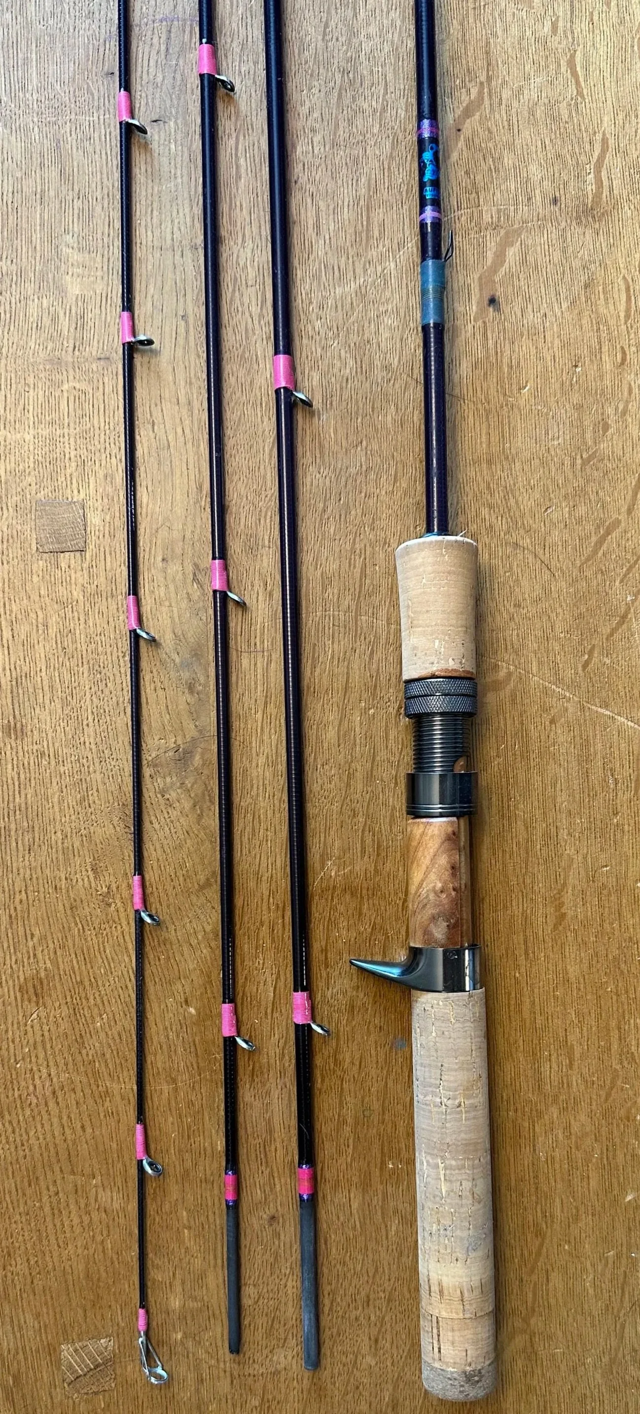 9 foot 4wt 4 piece rod with a synthetic cork casting grip for bait finesse system