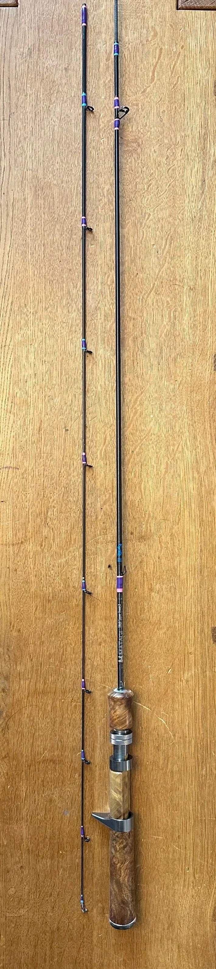 Two piece bait finesse system fishing rod with synthetic cork handle
