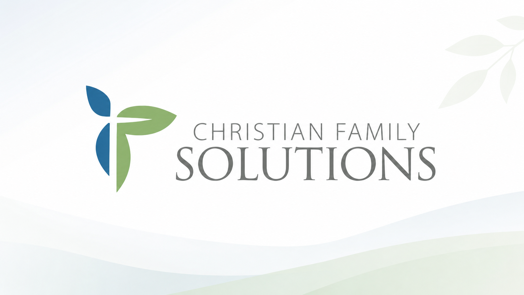 Logo of Christian Family Solutions featuring an abstract butterfly made of blue and green shapes, with the text "Christian Family Solutions" next to it.