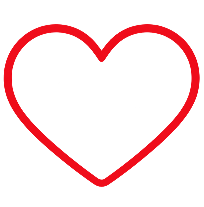 Red neon heart outline on a black background.