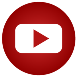 Red circular icon with white play button in the center, representing YouTube.
