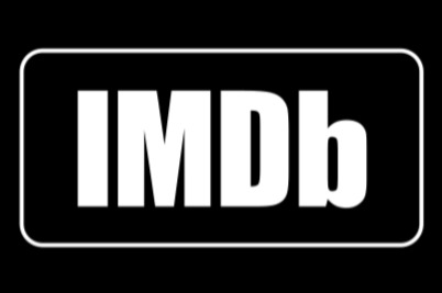Black background with white rectangular border and the white bold letters 'IMDb' in the center.