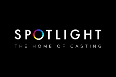Logo with the word 'SPOTLIGHT' in large letters, with 'The Home of Casting' underneath, on a black background.