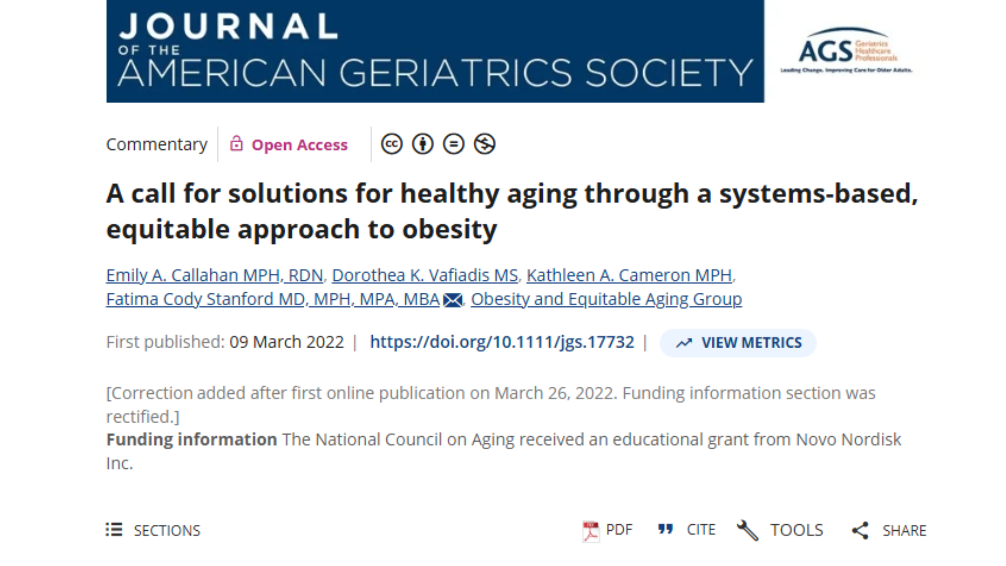 A call for solutions for healthy aging through a systems-based, equitable approach to obesity