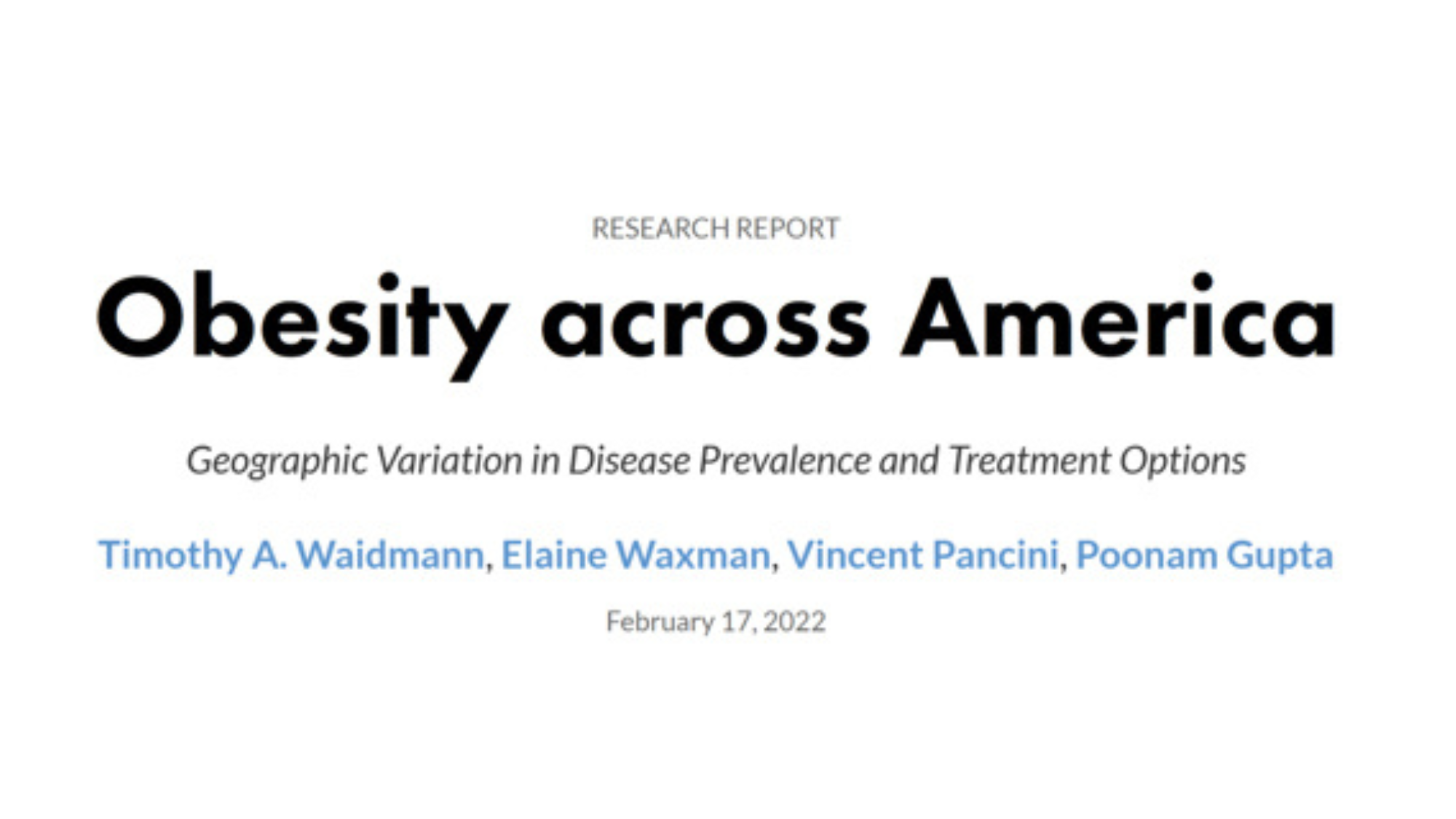 Obesity across America: Geographic Variation in Disease Prevalence and Treatment Options