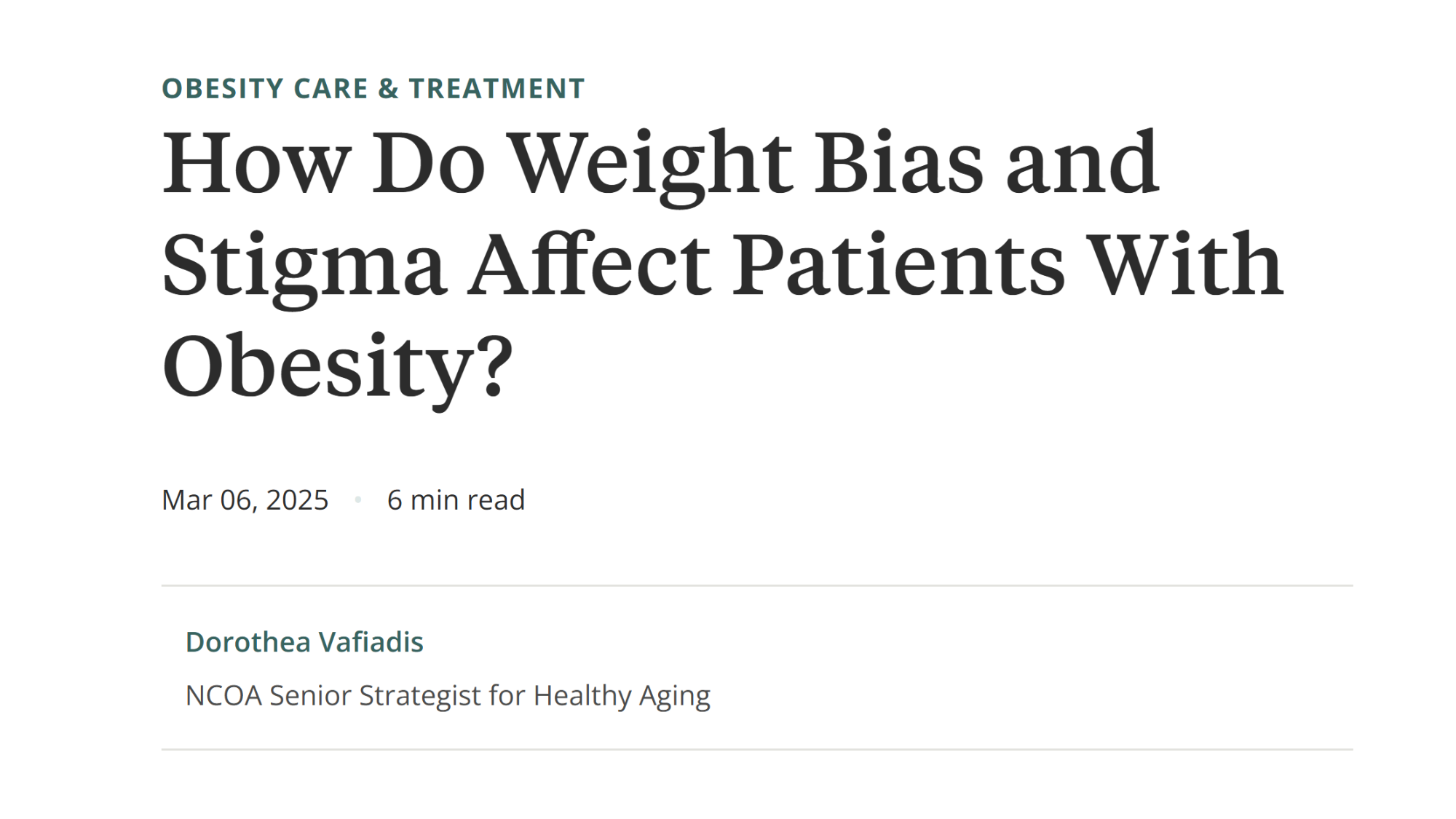 How Do Weight Bias and Stigma Affect Patients With Obesity?