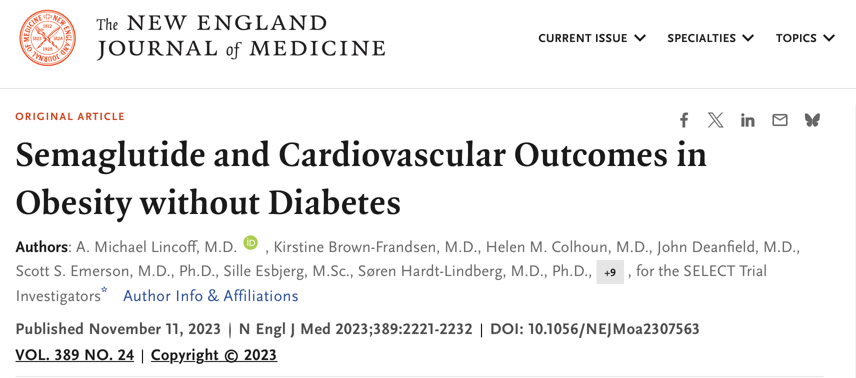 The SELECT Study Makes One Thing Undeniable: Obesity Is a Chronic, Treatable Disease