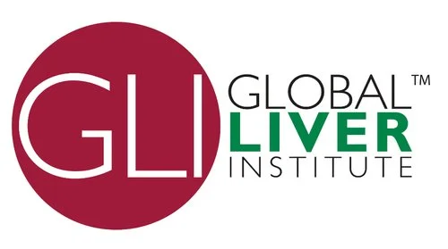 Logo of the Global Liver Institute featuring a stylized liver and the organization's name in bold letters.
