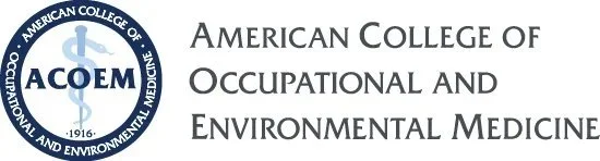 Logo of the American College of Occupational and Environmental Medicine featuring a stylized design and text.
