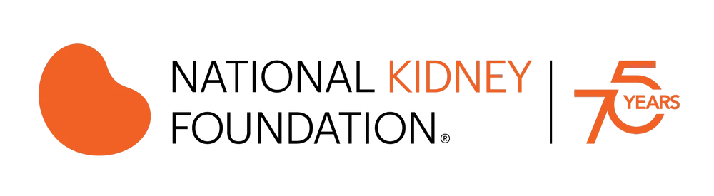  National Kidney Foundation logo featuring a stylized kidney and the organization's name in bold letters.