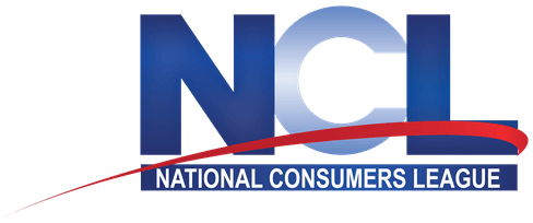 National Consumers League logo featuring a stylized figure and text promoting consumer advocacy and protection.