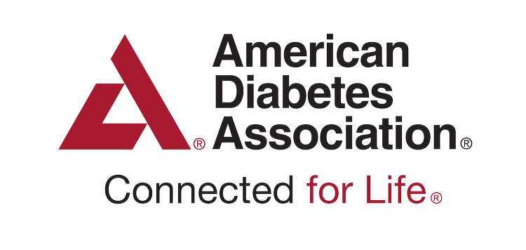 Logo of the American Diabetes Association featuring a red circle and the organization's name in bold letters.