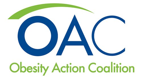 Logo of the OAC (Obesity Action Coalition) featuring a stylized figure and the organization's name in bold letters.
