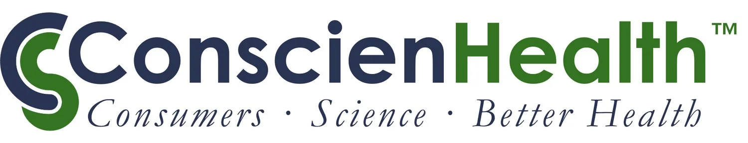  Conscient Health logo featuring a stylized leaf and modern typography in green and blue colors.