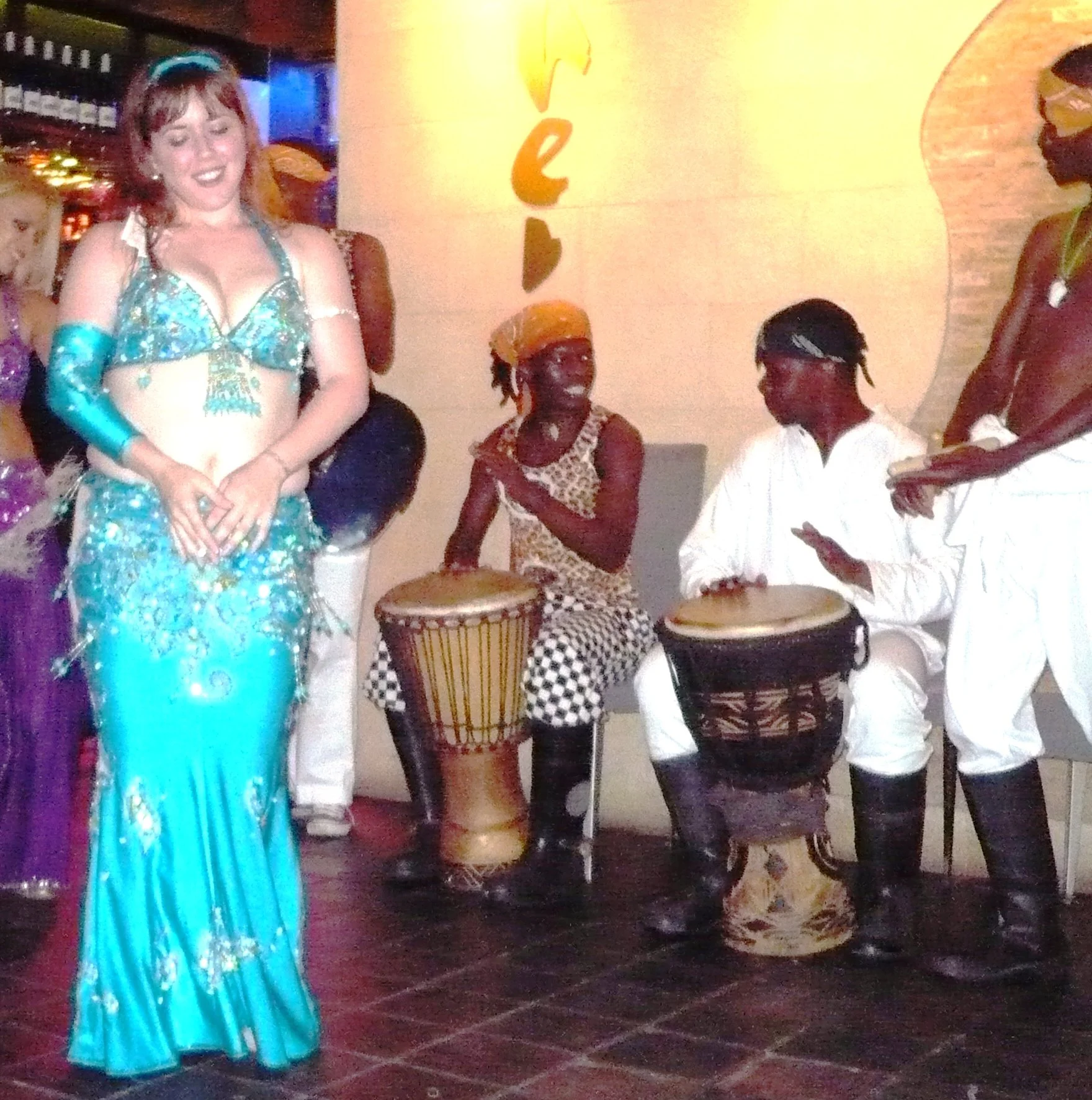 Safira with South African Drummers.JPG