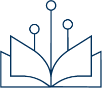 Outline of a book with electronic circuit lines emerging from the pages, symbolizing digital or technological learning