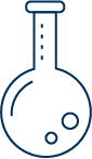 A simple illustration of a laboratory flask with bubbles inside