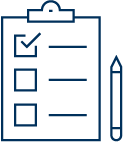 Checklist on clipboard beside a pen