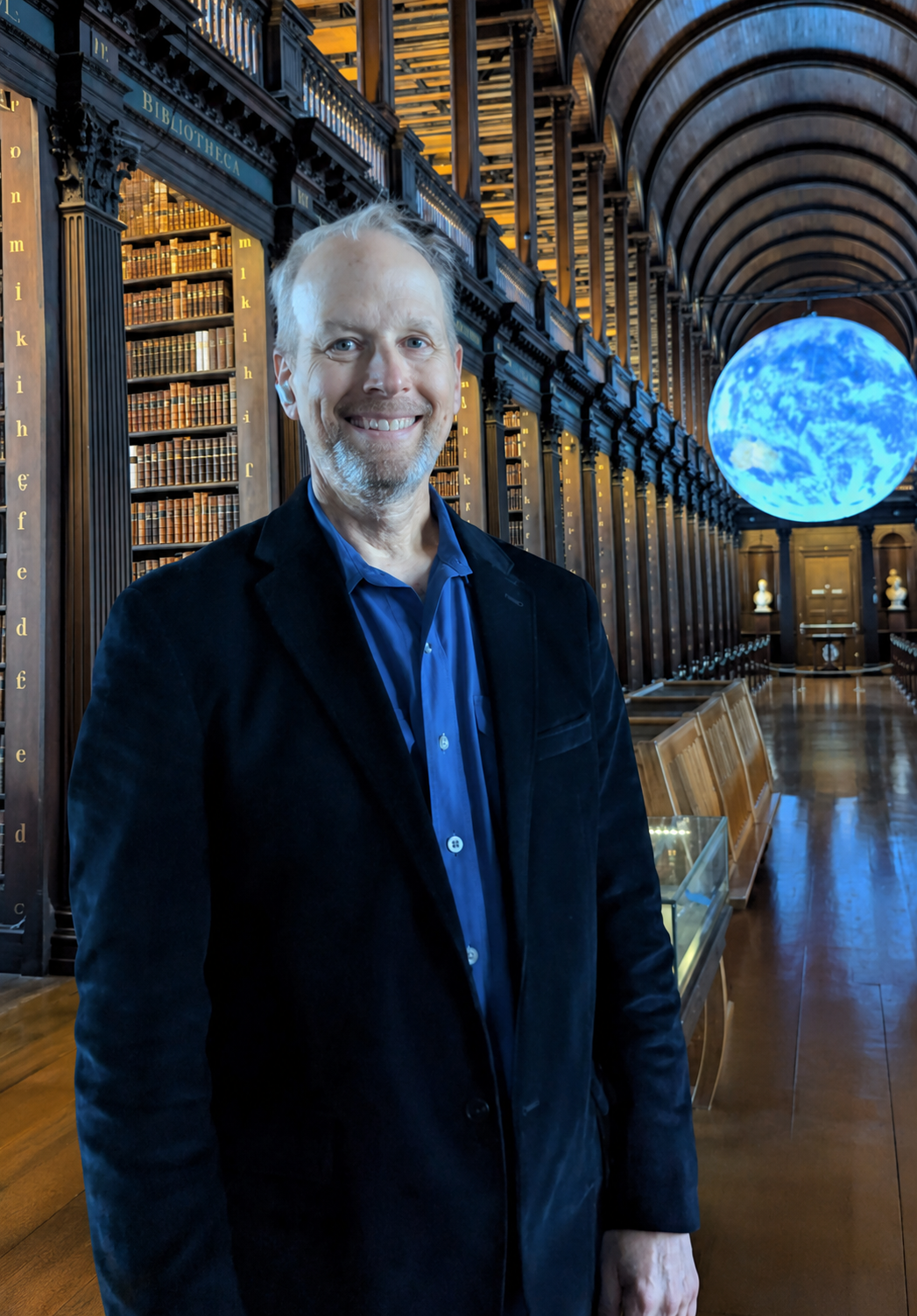 Barclay R. Brown in a historic library