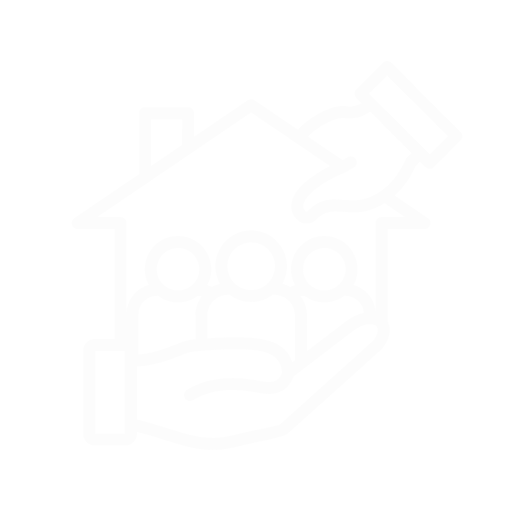 Outline of a hand holding a box with a rising arrow on it, indicating growth or increase, with a dollar bill above.