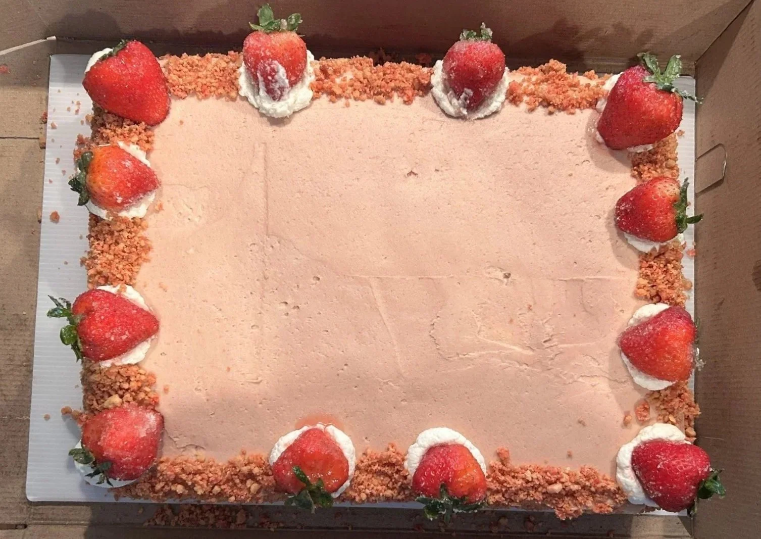 Strawberry Crunch Cake
Celebration Size (serves 50)
$175 
(custom; also in chocolate & vanilla) 