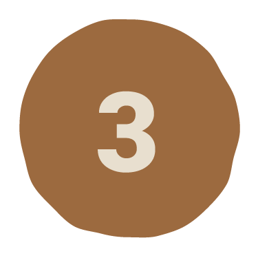 A brown circle with the number 3 in white in the center.